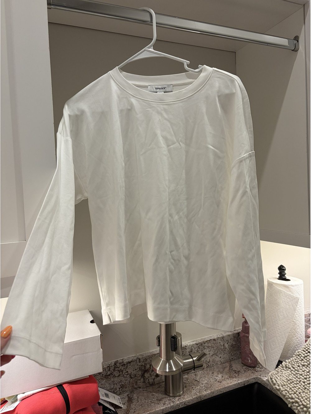 NWT Spanx Cool Cotton Boxy Tee size Large in white